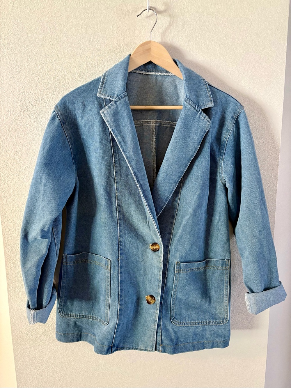 Denim Oversized Barn Coat - Women blue jean medium